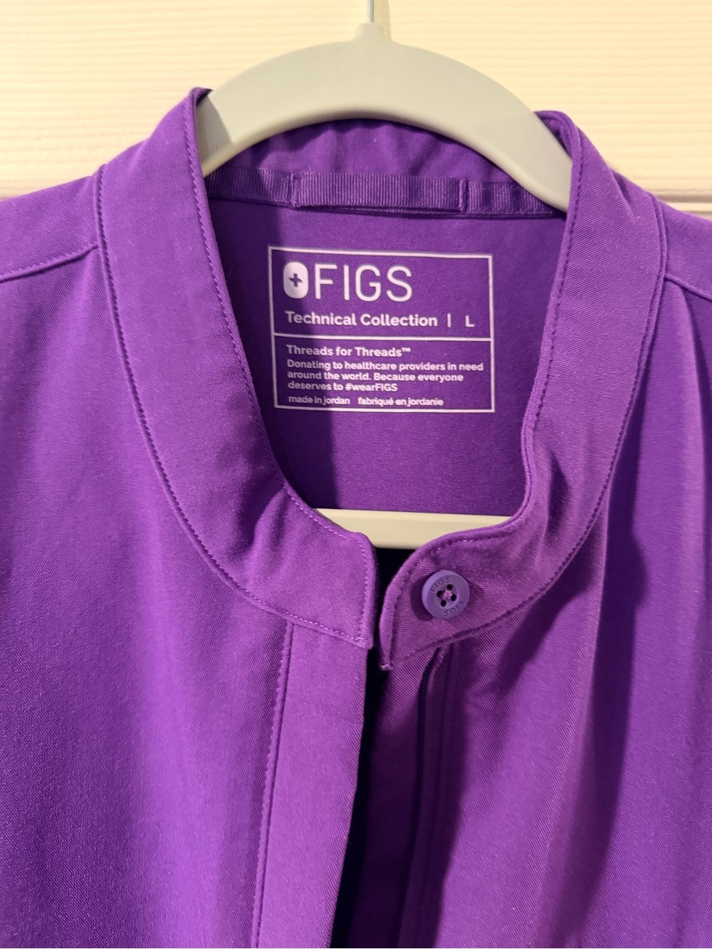 FIGS Women's Purple Button-Front Medical Top